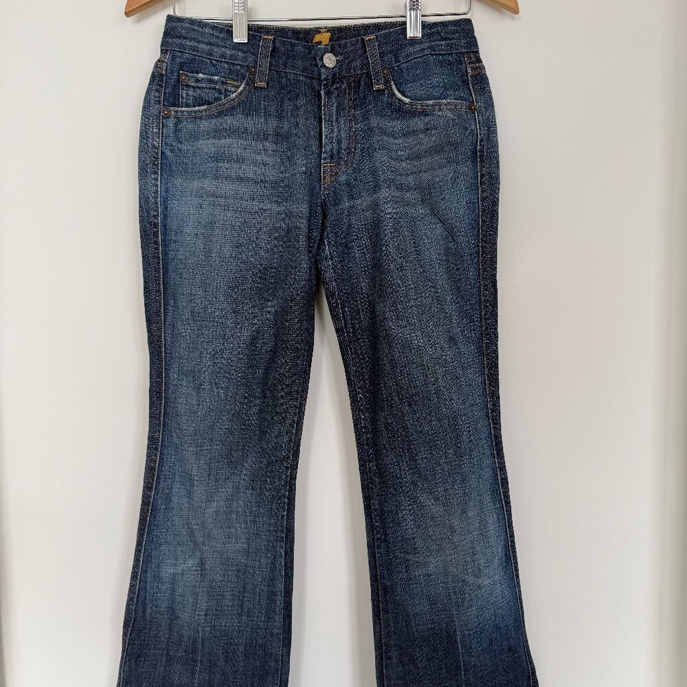 7 for Mankind flare jeans.